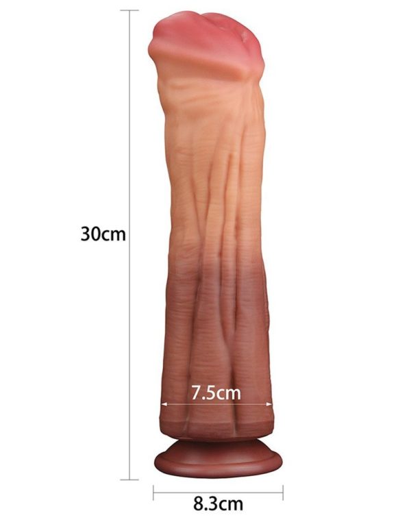 LoveToy 12" Dual Layered Platinum Silicone Cock