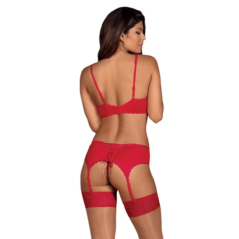 Nádherný set Obsessive Jolierose set - červená - S/M - Obrázek 2