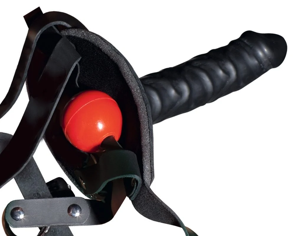 ZADO Leather Head Harness with Dildo - Obrázek 2