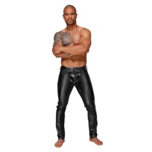 Kalhoty Noir HANDMADE with PVC pleats - S