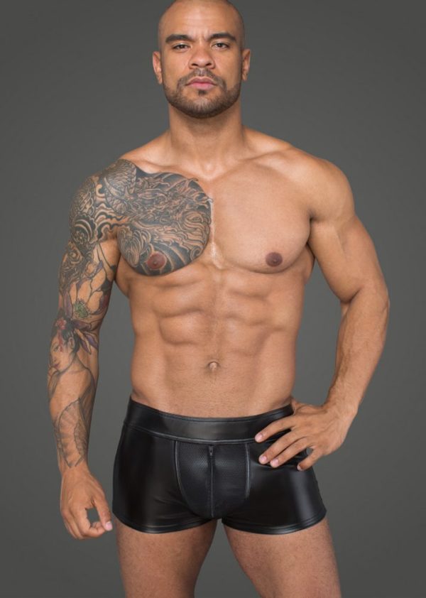 Noir Handmade H058 Men's Shorts Made of Powerwetlook and 3D Net - S