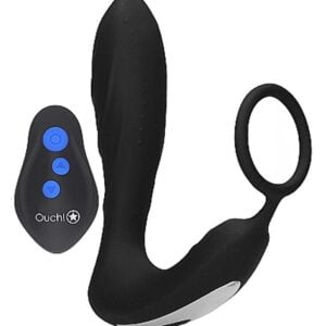 Ouch! E-stim & Vibration Butt Plug with Remote Black