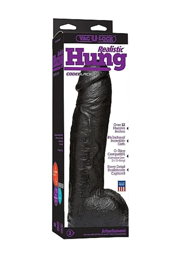 Doc Johnson Vac-U-Lock CodeBlack Realistic Dildo 30 cm - Obrázek 2
