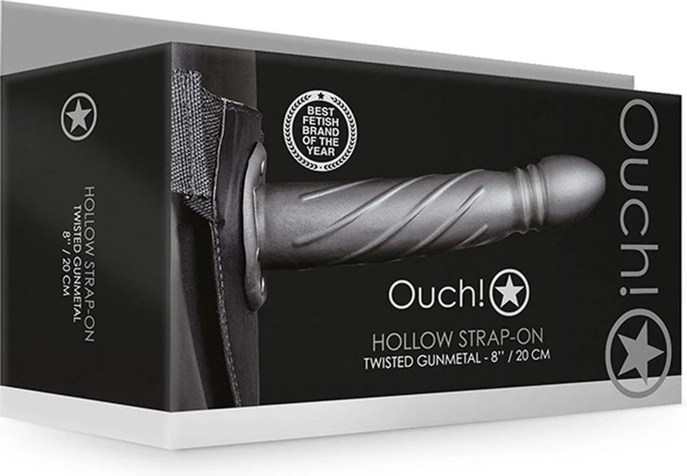 Ouch! Twisted Hollow Strap-on 8" 20cm Gunmetal - Obrázek 2