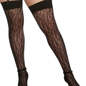 Leopard Fishnet Thigh High Dmd OSQ Black
