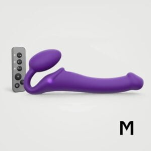 Strap-on-me 3 Motors Vibrating Silicone Bendable Strap-On Purple M