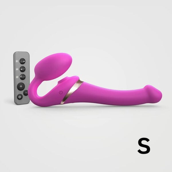 Strap-on-me Multi Orgasm Strap-On Vibrator with Licking Stimulator Pink S