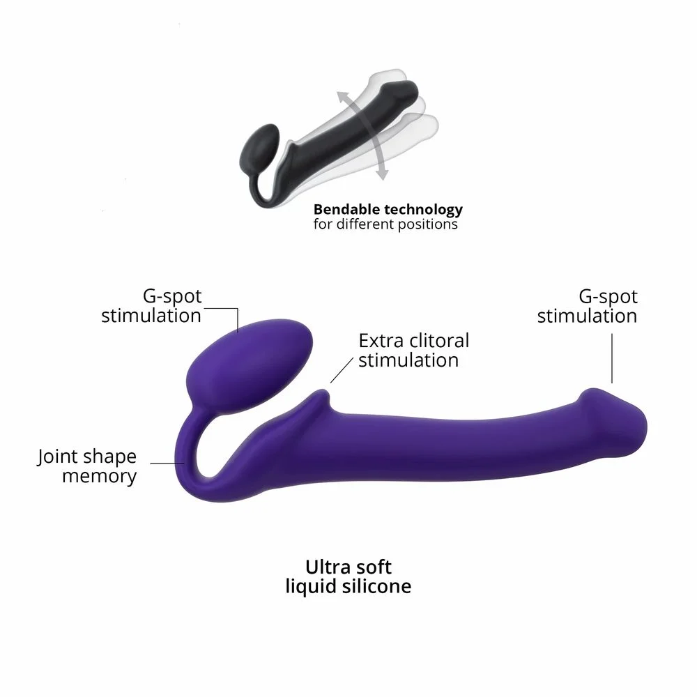 Strap-on-me Semi-Realistic Bendable Strap-On Purple M - Obrázek 2