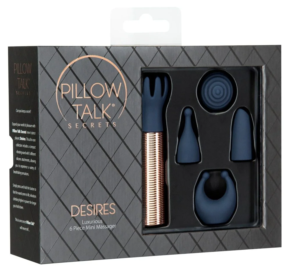 Pillow Talk Secrets Choices 6 Piece Mini Massager Set Navy Blue Rose Gold - Obrázek 2