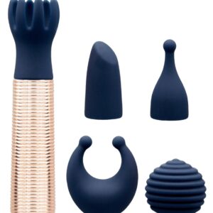Pillow Talk Secrets Choices 6 Piece Mini Massager Set Navy Blue Rose Gold