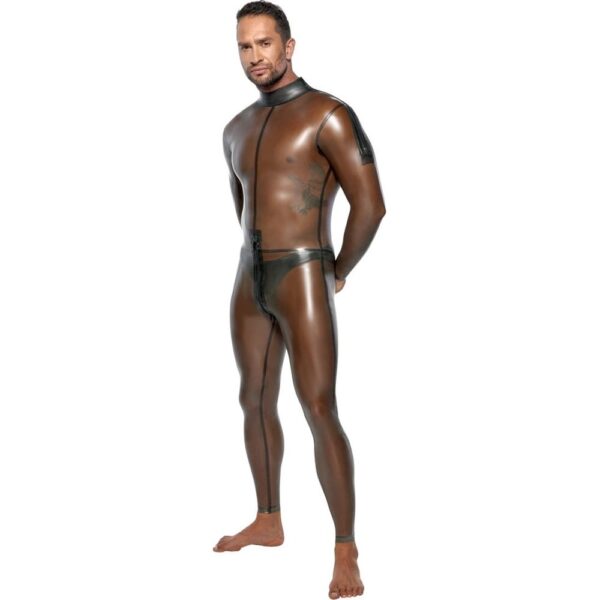 LateX Jumpsuit with Long Sleeves 2910454 Smoky Transparent - XL
