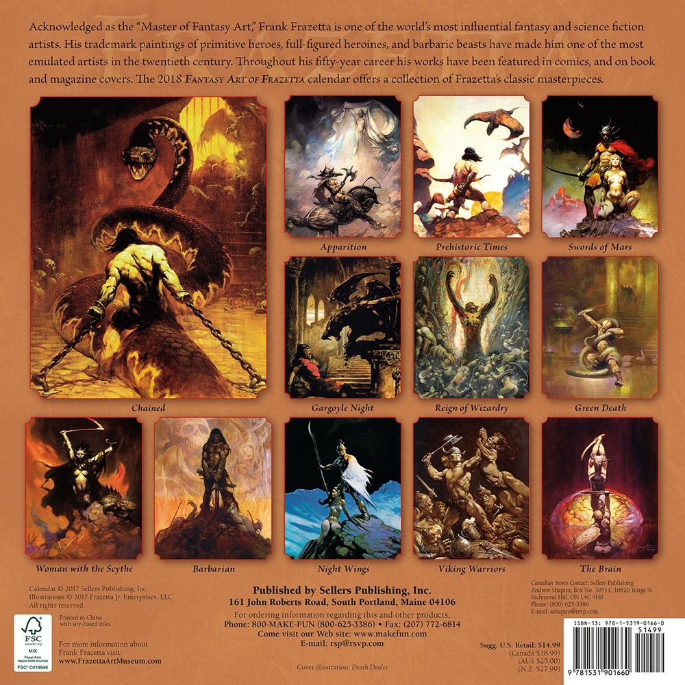 FANTASY ART OF FRANK FRAZETTA - 2018 CALENDAR - Obrázek 2