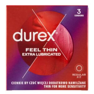 Durex Feel Thin Extra Lubricated 3 ks (v krabičce)