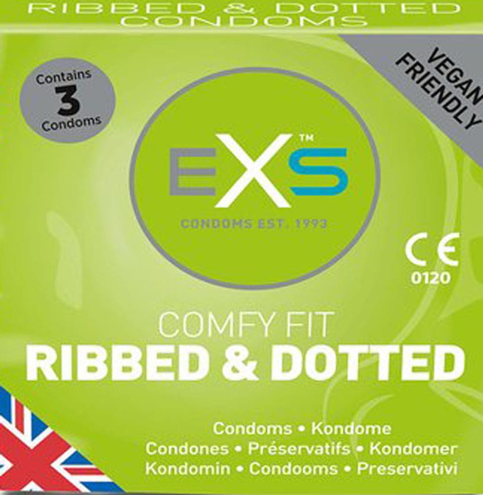 EXS Ribbed and Dotted Condoms 3 ks (v krabičce)