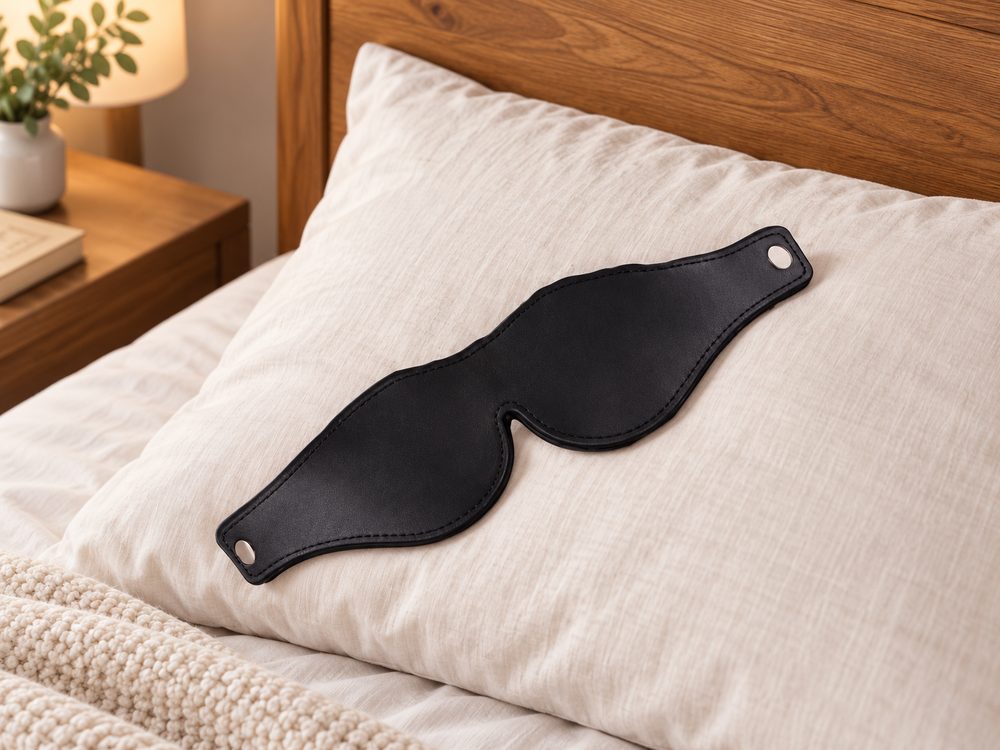 LOVEO Kožená maska na oči Black/Black