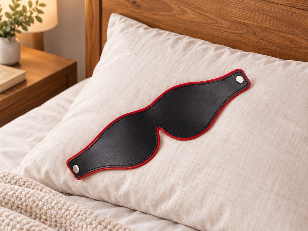 LOVEO Kožená maska na oči Red / Black